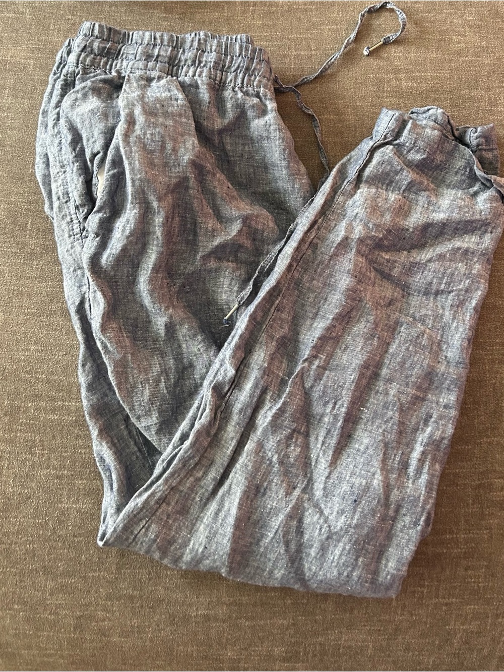 H&M Women’s Gray Linen-Blend Drawstring Joggers